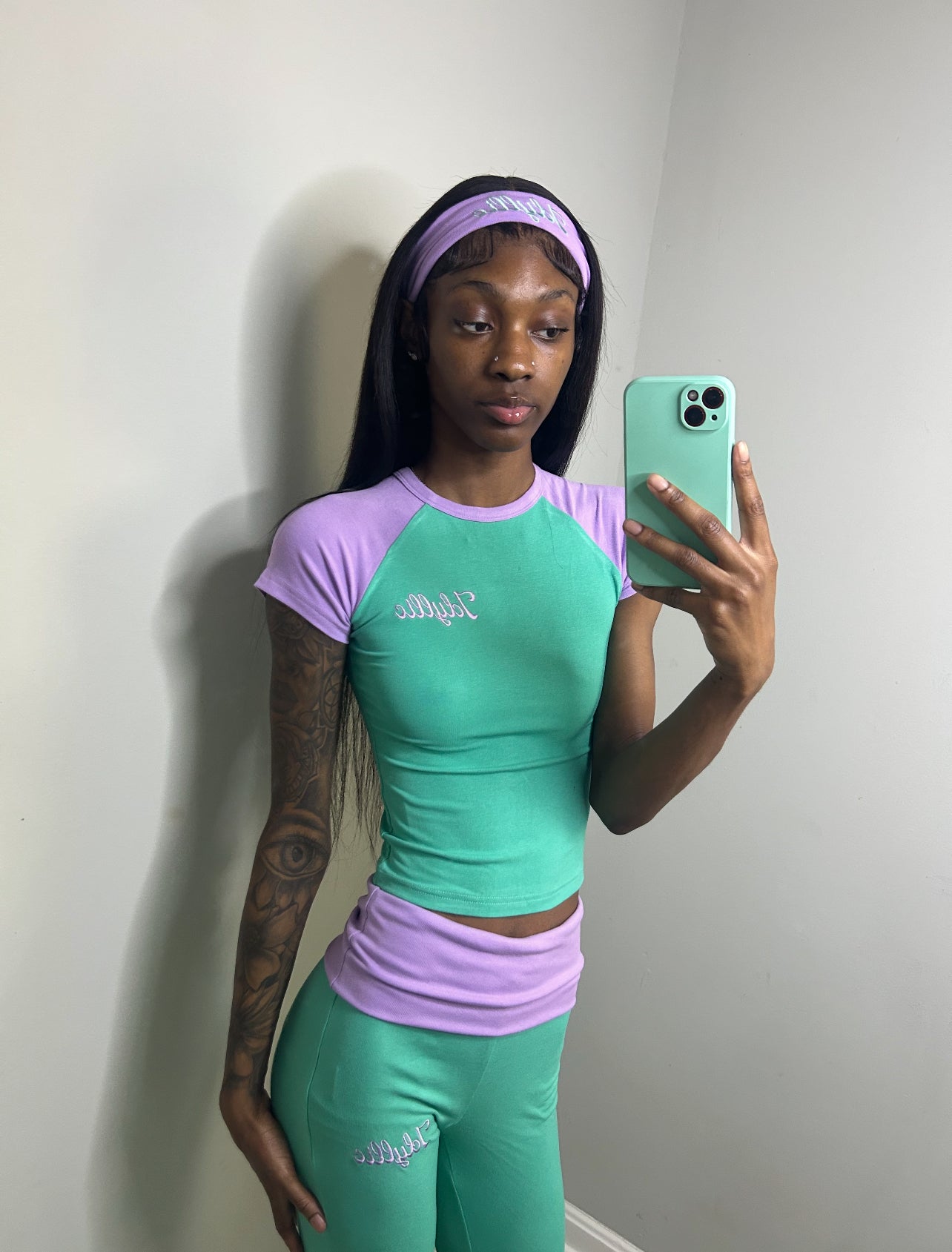 Purple/Teal Fold Over Set